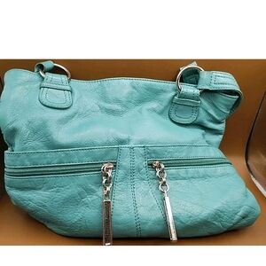 Aqua Stone Mountain Double Handle Medium Handbag Genuine Leather